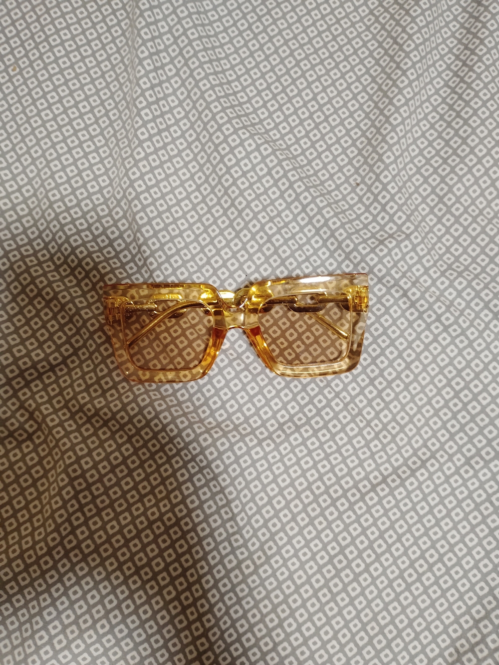 Transparent Amber Square Frame Sunglasses - Women Accessories